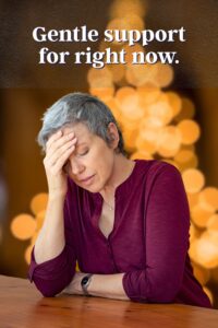 woman seeking free tools for holiday stress