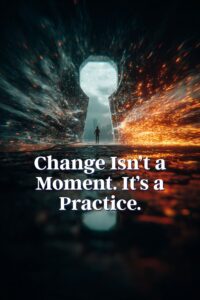 image indicates the key to change is that it is a practice rather than a moment
